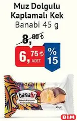 BANABİ MUZ DOLGULU KAPLAMALI KEK 45 G fiyat ve kampanya bilgisi